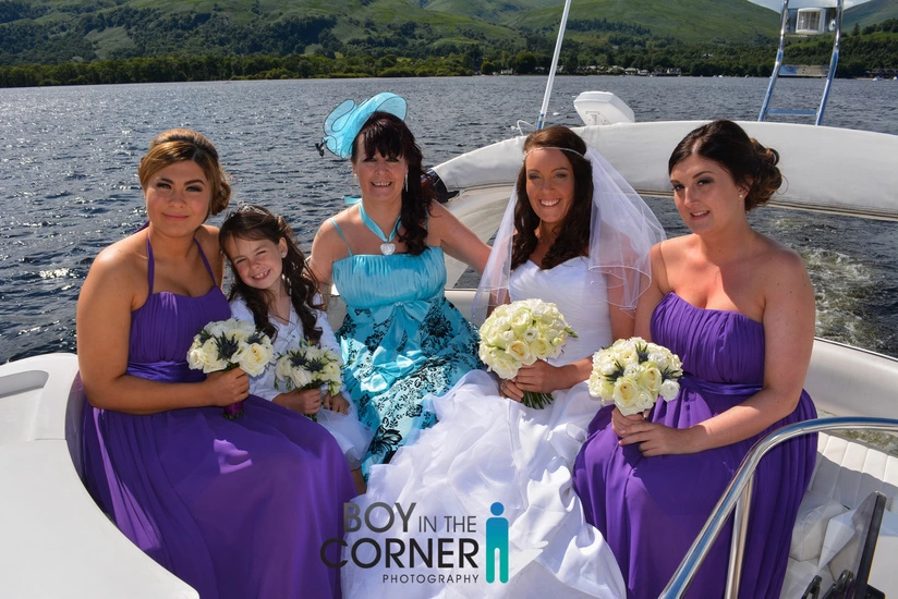 wedding party on boat